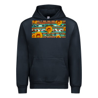 Navy aztec sunflower cowhide license plate Urban Hoodie - Artiststas