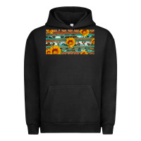 Pigment Black aztec sunflower cowhide license plate Urban Hoodie - Artiststas