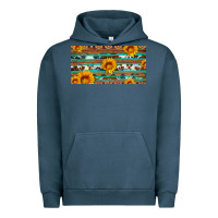 Pigment Midnight Navy aztec sunflower cowhide license plate Urban Hoodie - Artiststas