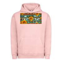 Pigment Salmon aztec sunflower cowhide license plate Urban Hoodie - Artiststas