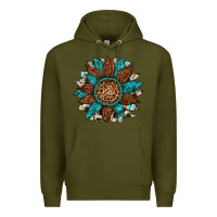 Army Green gemstone cowhide leopard turquoise sunflower Premium Hoodie - Artiststas