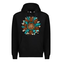 Black gemstone cowhide leopard turquoise sunflower Premium Hoodie - Artiststas