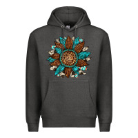 Charcoal Heather gemstone cowhide leopard turquoise sunflower Premium Hoodie - Artiststas