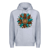 Heather Grey gemstone cowhide leopard turquoise sunflower Premium Hoodie - Artiststas