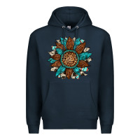 Navy gemstone cowhide leopard turquoise sunflower Premium Hoodie - Artiststas