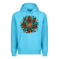 Ocean Blue gemstone cowhide leopard turquoise sunflower Premium Hoodie - Artiststas