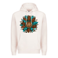 Gemstone Cowhide Leopard Turquoise Sunflower Premium Hoodie | Teevron