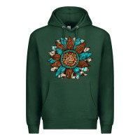Sports Green gemstone cowhide leopard turquoise sunflower Premium Hoodie - Artiststas