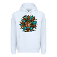 White gemstone cowhide leopard turquoise sunflower Premium Hoodie - Artiststas