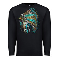 Black indian feather headdress with western  patterns Premium Sweatshirt - RanaPortraitStore