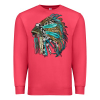 Cardinal indian feather headdress with western  patterns Premium Sweatshirt - RanaPortraitStore