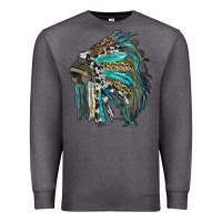 Charcoal Heather indian feather headdress with western  patterns Premium Sweatshirt - RanaPortraitStore