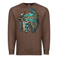 Chestnut indian feather headdress with western  patterns Premium Sweatshirt - RanaPortraitStore