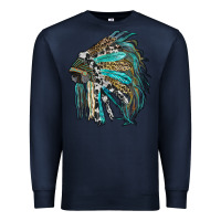 Navy indian feather headdress with western  patterns Premium Sweatshirt - RanaPortraitStore