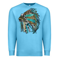Ocean Blue indian feather headdress with western  patterns Premium Sweatshirt - RanaPortraitStore