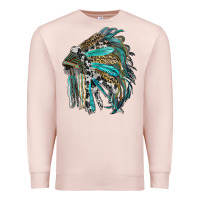 Pale Pink indian feather headdress with western  patterns Premium Sweatshirt - RanaPortraitStore