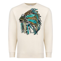 Sandshell indian feather headdress with western  patterns Premium Sweatshirt - RanaPortraitStore