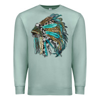 Seafoam indian feather headdress with western  patterns Premium Sweatshirt - RanaPortraitStore