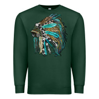 Sports Green indian feather headdress with western  patterns Premium Sweatshirt - RanaPortraitStore
