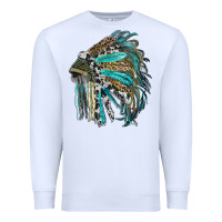 White indian feather headdress with western  patterns Premium Sweatshirt - RanaPortraitStore