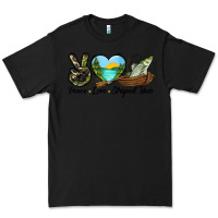 Black Camouflage Peace Love Striped Bass Premium Tee - LillyAllenDesigns