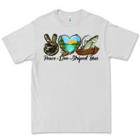 Dove Grey Camouflage Peace Love Striped Bass Premium Tee - LillyAllenDesigns