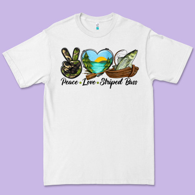 Camouflage Peace Love Striped Bass Premium Tee Designed By Lillyallendesigns