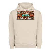 Pigment French Oak aztec horses and wild with cowhide license plate template Urban Hoodie - Artiststas