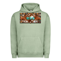 Pigment Oil Green aztec horses and wild with cowhide license plate template Urban Hoodie - Artiststas