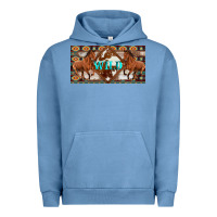 Pigment Pebble Blue aztec horses and wild with cowhide license plate template Urban Hoodie - Artiststas