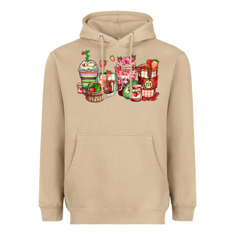 Strawberry Farm Fresh Coffee Cups Heavyweight Hoodie by Zillion Design Studio | Teevron