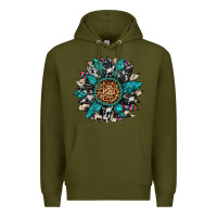 Army Green cowhide leopard serape gemstone  sunflower Premium Hoodie - Artiststas