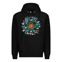 Black cowhide leopard serape gemstone  sunflower Premium Hoodie - Artiststas