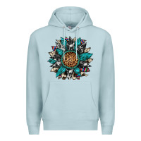 Blue Mist cowhide leopard serape gemstone  sunflower Premium Hoodie - Artiststas