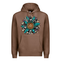 Chestnut cowhide leopard serape gemstone  sunflower Premium Hoodie - Artiststas