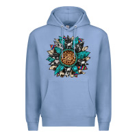 Colony Blue cowhide leopard serape gemstone  sunflower Premium Hoodie - Artiststas