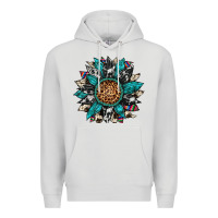 Dove Grey cowhide leopard serape gemstone  sunflower Premium Hoodie - Artiststas