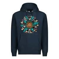 Navy cowhide leopard serape gemstone  sunflower Premium Hoodie - Artiststas