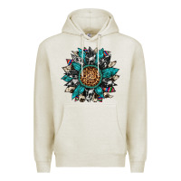 Oatmeal Heather cowhide leopard serape gemstone  sunflower Premium Hoodie - Artiststas