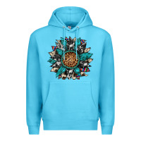 Ocean Blue cowhide leopard serape gemstone  sunflower Premium Hoodie - Artiststas