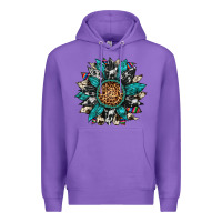 Purple cowhide leopard serape gemstone  sunflower Premium Hoodie - Artiststas