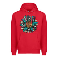 Red cowhide leopard serape gemstone  sunflower Premium Hoodie - Artiststas