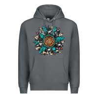 Rock cowhide leopard serape gemstone  sunflower Premium Hoodie - Artiststas