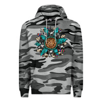 Slate Camo cowhide leopard serape gemstone  sunflower Premium Hoodie - Artiststas