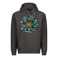 Smoke cowhide leopard serape gemstone  sunflower Premium Hoodie - Artiststas