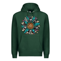 Sports Green cowhide leopard serape gemstone  sunflower Premium Hoodie - Artiststas