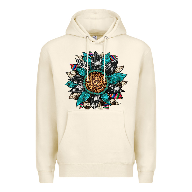 Cowhide Leopard Serape Gemstone  Sunflower Premium Hoodie by Artiststas | Teevron