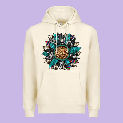 Cowhide Leopard Serape Gemstone  Sunflower Premium Hoodie Designed By Artiststas