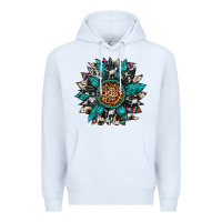 White cowhide leopard serape gemstone  sunflower Premium Hoodie - Artiststas