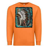Carrot indian feather headdress with leopard background Premium Sweatshirt - RanaPortraitStore
